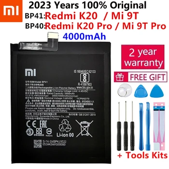 100% Оригинальная сменная батарея для Xiaomi Redmi K20 Pro Mi 9T Pro Mi9T Redmi K20Pro Премиум-класса, натуральная батарея 4000 мАч BP41 BP40
