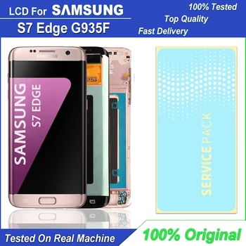 100% Оригинальный ЖК-дисплей Для SAMSUNG Galaxy S7 Edge G935 Дигитайзер с Сенсорным экраном В Сборе Для Galaxy S7 Edge ЖК-дисплей