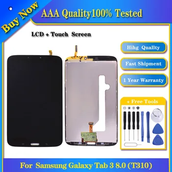 100% Протестированный Оригинальный ЖК-экран для Samsung Galaxy Tab 3 8,0/T311 с цифровым преобразователем в полной сборке (черный)