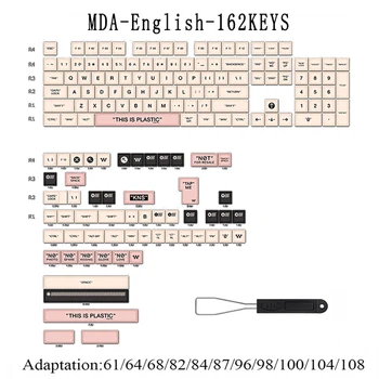 162 Ключа DIY Сменные Колпачки для ключей PBT DYE-SUB Грязно-Розового Цвета, подходящие Для MX Switch MDA Profile Keycap Для Механической клавиатуры
