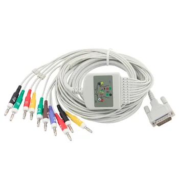 2 шт./лот, кабель для ЭКГ AT-1, 10 выводов, резистор IEC Banana 4,0 мм 10k