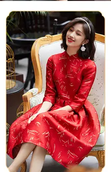 2023 Новогодний Китайский Костюм, Красное Вечернее Платье Чонг-сам, Современное Ципао