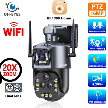 4K 8MP HD Wifi PTZ Камера Безопасности С Четырьмя Объективами Открытый 20-КРАТНЫЙ Зум 16MP Беспроводная Камера Видеонаблюдения с Автоматическим Отслеживанием IP Cam