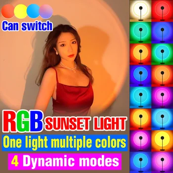 5V RGB Sunset Light, затемняемый ночник, лампа с радужной атмосферой, USB Проекционный светильник Sunset, лампа для украшения спальни