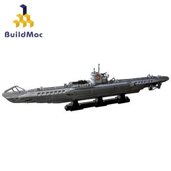 BuildMoc U-Boat Тип VIIC Подводная лодка Строительный Блок Набор Второй мировой войны Военный Корабль Лодка Кирпич Игровая Игрушка Детский День Рождения Рождественский Подарок
