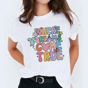Disney, где сбываются мечты, Женская футболка в стиле Харадзюку, Молодежная Милая Одежда для девочек, Эстетичные Летние Женские Топы, модная футболка