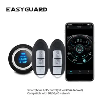 EASYGUARD GSM смартфон IOS Android 4G 3G 2G система бесключевого доступа старт стоп двигателя дистанционный запуск двигателя GPS сигнализация DC12V