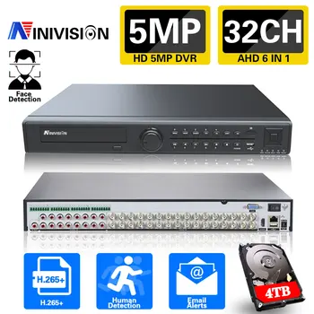 H.265 Max 5MP Output CCTV DVR 32CH 16CH 9CH 5MP Security Video Recorder H.265 Обнаружение Движения P2P CCTV DVR Распознавание лиц