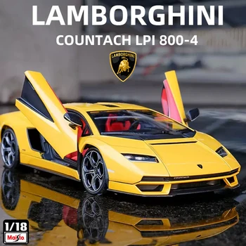 Maisto 1:18 Желтый Lamborghini Countach LPI 800-4 Модель автомобиля из сплава, имитирующая коллекцию, игрушки для мальчиков, подарок на День рождения