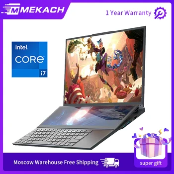 MEKACH Core i7 10-го поколения, 8G RAM и SSD большой жесткий диск, ноутбук с двойным экраном, игровой ноутбук с сенсорным экраном, портативный ноутбук