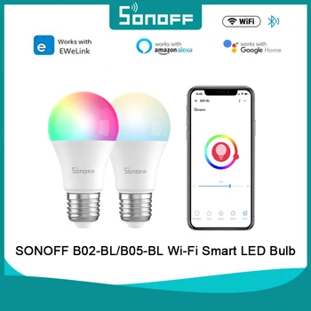 SONOFF B02-BL/B05-BL Wi-Fi Умная светодиодная Лампа E26 E27, Светодиодная Лампа Теплого Белого Цвета С Регулируемой Яркостью, Голосовое Управление Для Alexa И Google Home
