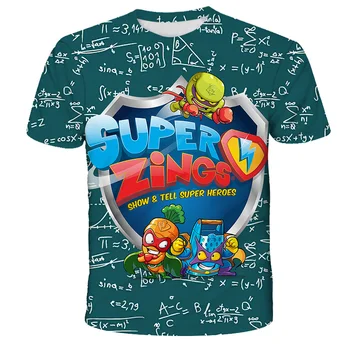Superzings/ Модная футболка с забавным рисунком из мультфильма, Детская футболка Kawaii Super Zings, Детская Милая футболка с Аниме, Детские футболки Для мальчиков и девочек