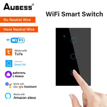 Tuya WiFi Smart Touch Switch 1/2/3/4 Gang Интеллектуальная связь Синхронизации Smart Life Дистанционное управление через Alexa Google Home Умный Дом