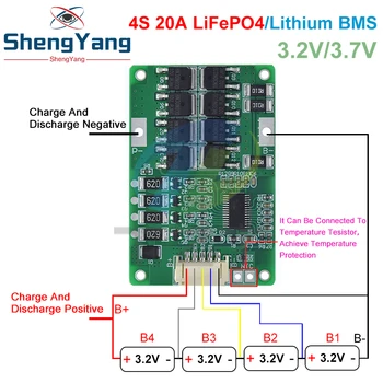 TZT BMS 4S 20A 3,2 В 3,7 В LiFePO4/Плата защиты от заряда литиевой батареи 12,8 В 14,4 В 18650 32650 Аккумуляторных блоков Со Сбалансированным