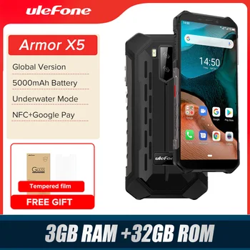 Ulefone Armor X5 Android 10 Прочный Водонепроницаемый Смартфон IP68 MT6762 Сотовый Телефон 3 ГБ 32 ГБ Восьмиядерный NFC 4G LTE Мобильный Телефон