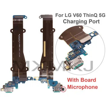 USB Зарядное устройство Зарядный Порт Плата Гибкий Кабель Микрофон Для LG V60 ThinQ 5G V600TM V600AM Разъем Для Зарядки Гибкий Кабель Запасные Части