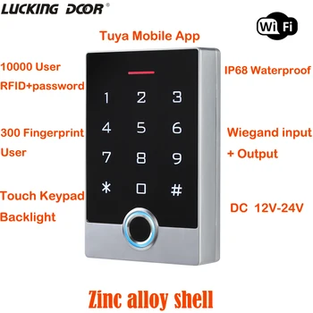 Wi-Fi приложение Tuya Система контроля доступа с сенсорной клавиатурой по отпечаткам пальцев, водонепроницаемый умный дверной замок с подсветкой