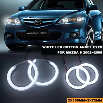 Автомобильный Стайлинг Белый светодиодный светильник Angel Eyes Cotton Light для Mazda 6 2002-2008 Дневные комплекты фар Halo Ring
