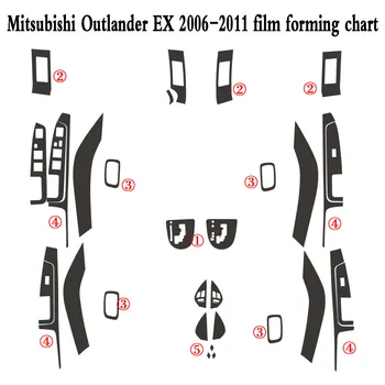 Автомобильный стайлинг из углеродного волокна Для центральной консоли салона автомобиля, изменение цвета, литье, наклейки для Mitsubishi Outlander ex 2006-2011