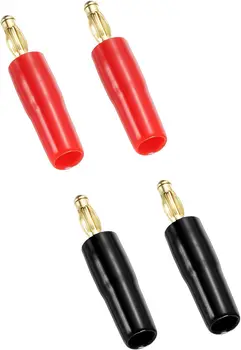 Банановые заглушки для динамиков Банановые заглушки Винтовой тип 4 мм Позолоченная медь Красный Черный для проводов динамиков, звуковых систем