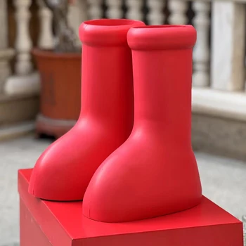 Большие красные ботинки, Танцевальная обувь, Непромокаемые ботинки из ЭВА, Кроссовки ручной работы высшего качества, женские детские уличные модные ботинки, ботфорты, Большой размер 47