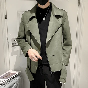 Брендовая одежда, Мужская Весенняя Высококачественная замшевая байкерская куртка, Корейская куртка, пальто для отдыха/Мужские модные осенние пальто S-3XL