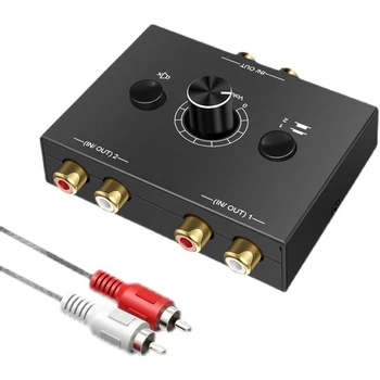 Быстрый аудиопереключатель 2 в 1, 1 в 2 Выхода, черный металл Для подключения нескольких устройств, быстрое переключение