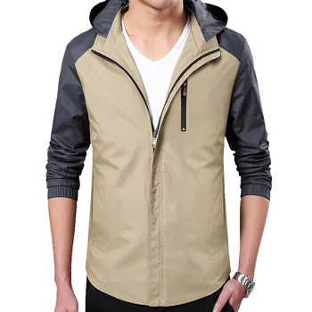 Весенне-осенние мужские куртки в корейском стиле, брендовые ветрозащитные куртки с капюшоном на молнии, облегающая уличная мужская мягкая водонепроницаемая одежда