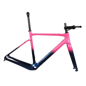 Внешний кабель, рама для велосипеда с гравийным покрытием GR044, плоская перекладина, розовая краска-хамелеон, Доступные размеры 49/52/54/56/58 см