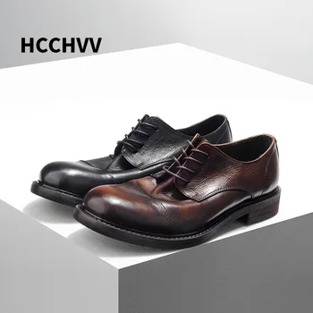 Высококачественная мужская обувь из натуральной кожи в стиле ретро, деловое платье на шнуровке, мужские оксфорды, мужская официальная обувь