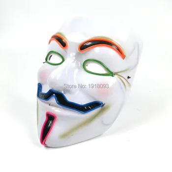 Горячая 6 Стильная Дополнительная звуковая активная светодиодная маска EL Mask Vendetta mask Новинка, Осветительная Маска, Подарок для Хэллоуина, Вечеринки, ночного клуба