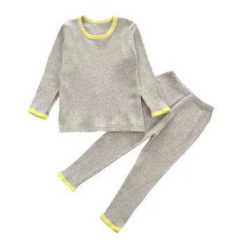 Детские Пижамные костюмы для детей, Осенне-зимняя одежда для сна в рубчик для мальчиков и девочек, Детский Пижамный комплект, комплекты одежды для мальчиков и девочек 1-5 лет