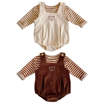 Детский комбинезон с длинными рукавами, комбинезоны от 0 до 36 м, модная одежда унисекс для малышей, свитер