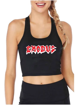 Дизайн с принтом Exodus, Сексуальный тонкий укороченный топ, пикантные повседневные топы на бретелях для девочек, Настраиваемый хлопковый спортивный Камзол для фитнеса