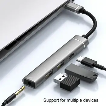 Док-станция Прочная, подключаемая и воспроизводимая USB2.0/type-c/порт 3,5 мм, 4 в 1, USB-док-станция Type C, канцелярские принадлежности