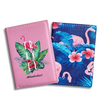Женская обложка для паспорта с Фламинго из искусственной кожи, многофункциональный кошелек для кредитных карт, дорожный держатель для паспорта, чехол-органайзер для билетов для девочек