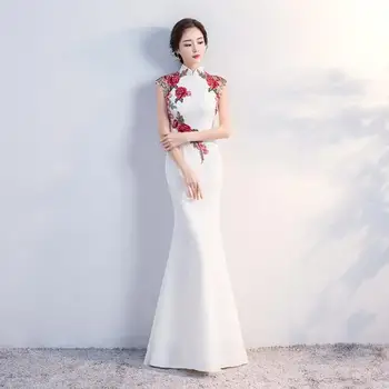 Женское летнее вечернее платье Cheongsam Performance в китайском стиле, улучшенная банкетная вышивка, винтажный чипао
