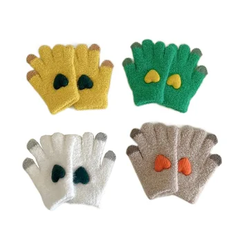 Зимние детские перчатки, мягкие нейлоновые перчатки с полными пальцами для девочек и мальчиков, милые теплые вещи для улицы, аксессуары для детей от 3 до 6 лет