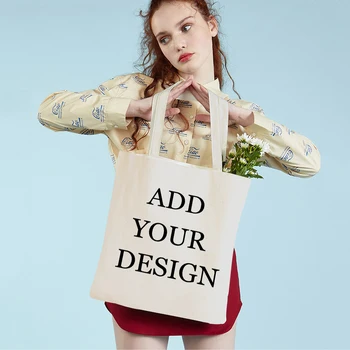 Индивидуальная женская сумка-тоут с печатным логотипом на заказ Ваши фотографии Модные холщовые сумки для покупок через плечо Прямая доставка