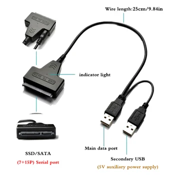 Кабель SATA для ноутбука SSD 2,5-дюймовый настольный жесткий диск HDD Внешний жесткий диск USB 3,0 адаптер с портом питания для Mac OS, для Windwos