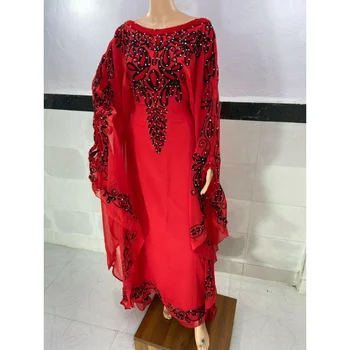 Красное платье из Дубая, Марокканская длинная рубашка, платье из жоржета, Джилбаб, арабские европейские и американские модные тенденции