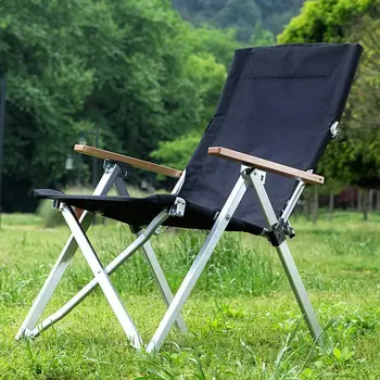 Кресло с меховым котиком, Откидной стул, переносное Легкое алюминиевое кресло для пикника с регулируемой спинкой на четыре передачи, Кресло для обеденного перерыва