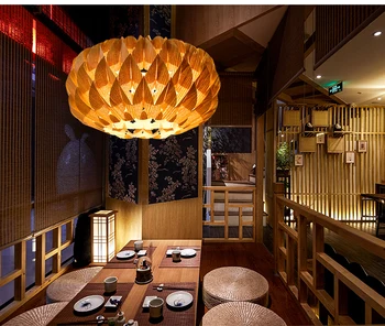 Лампы Юго-Восточной Азии, люстра в японском стиле, деревянная лампа для спальни, тайский отель, деревянная кожаная лампа