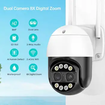 Масштабируемая WiFi HD камера Домашний Задний Двор Регулируемый Водонепроницаемый Беспроводной Видеомагнитофон Видеокамера ночного видения EU Plug