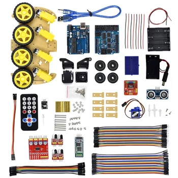 Многофункциональный робот с управлением Bluetooth Smart Car Kits Тонны опубликованных бесплатных кодов 4WD UNO R3 Starter Kit для arduino Diy Kit