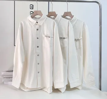 Модная Классическая Роскошная Дизайнерская ткань с вышитыми буквами, свободная джинсовая рубашка, куртка унисекс