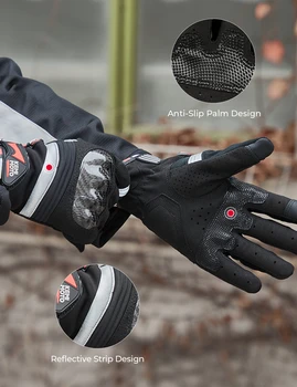Мотоциклетные перчатки KEMiMOTO из углеродного волокна, Дышащие Гоночные перчатки, Кожаные защитные перчатки Luvas для мотокросса с сенсорным экраном, летние