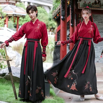 Мужская одежда в китайском стиле, униформа для студентов по боевым искусствам, улучшение древнего стиля, женские пары Ханфу с длинными рукавами