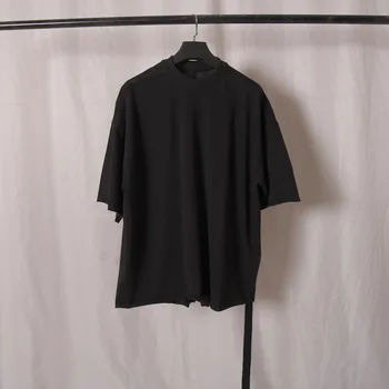 Мужская Футболка Оверсайз, Рубашка для мужчин Rick Cotton, Черная однотонная короткая футболка с круглым вырезом Owens, Уличная Мужская одежда