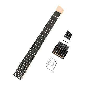 Набор для грифа гитары из клена на 24 лады с 6-струнным бриджем без головки, Черная гайка для бриджа для электрогитары